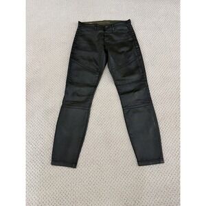 banana republic women green wax jeans size 25